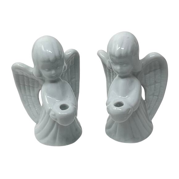 Angel Candleholders - Set of 2 - For Small Skinny Candles - Picture 2 of 6